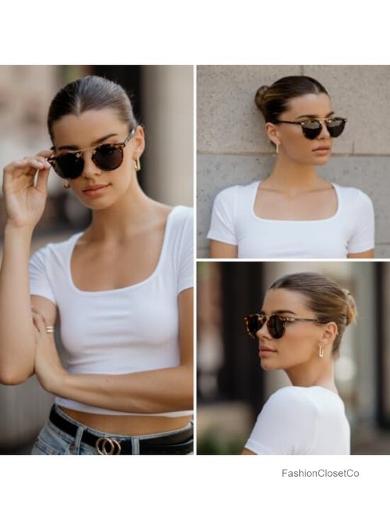 Women\'s Polarized Round Retro Double-Bridge Vintage Sunglasses main image 4